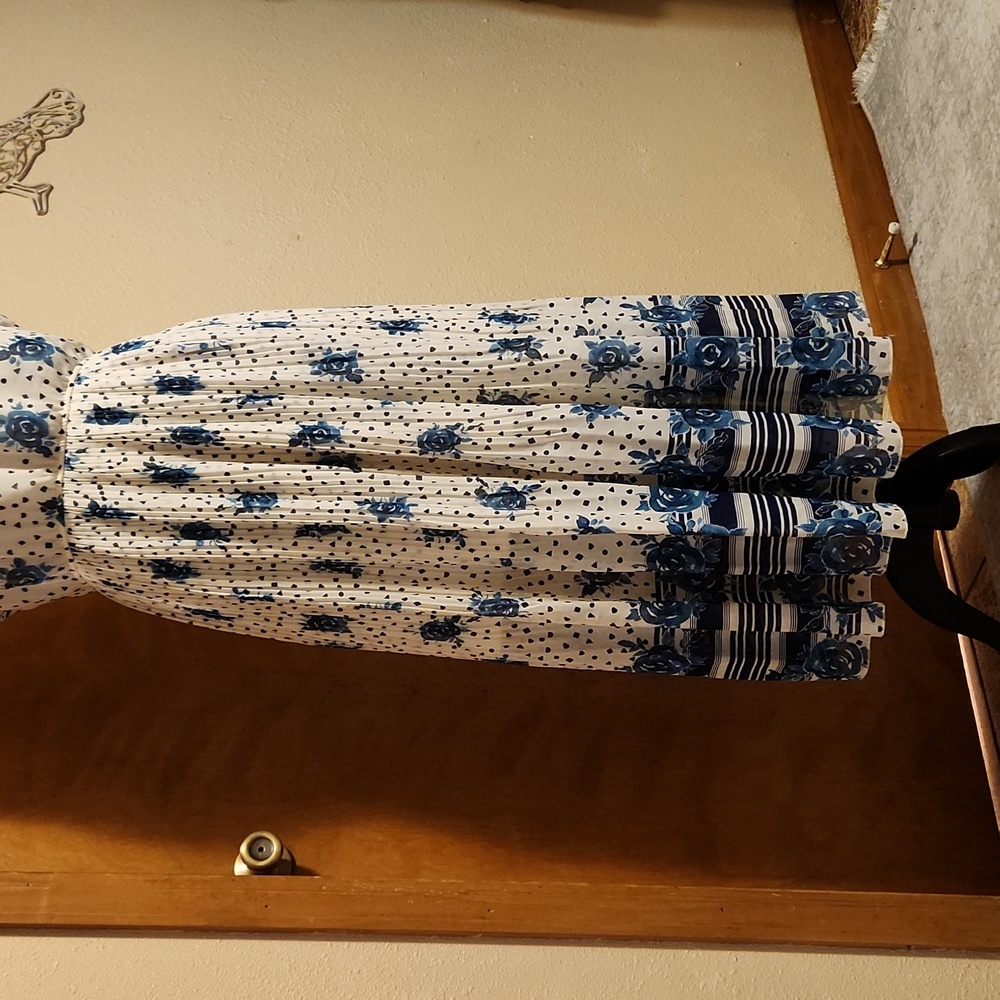 Maison Jules Blue & White Floral Sleeveless Midi Dress, L - Picture 5 of 9